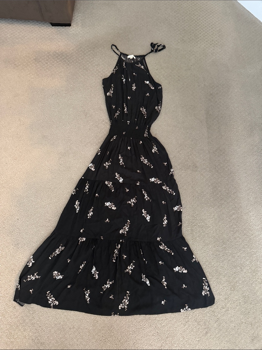 Lovestitch Women’s Black Floral Halter Maxi Dress with keyhole cut out